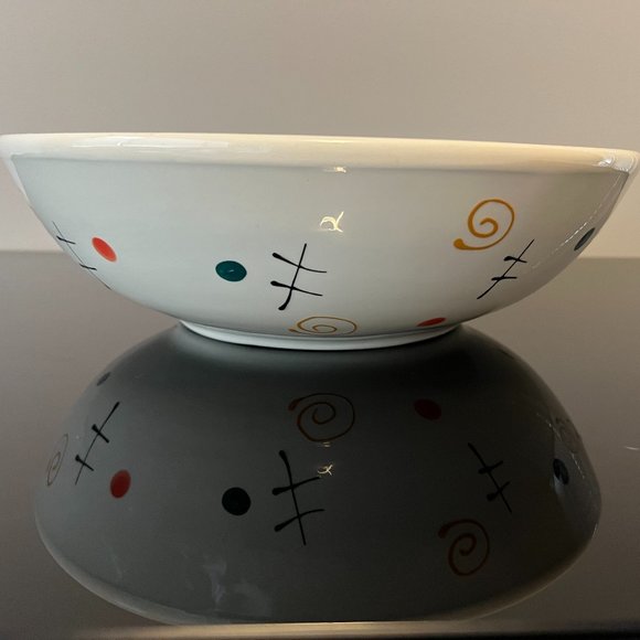 Funky and Fun Hand Painted Artables 3 PC Pasta Serving Bowl and Pasta Bowls - Picture 2 of 9